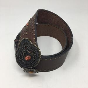 Unbranded Brown Leather Studded Clasp Belt S/M